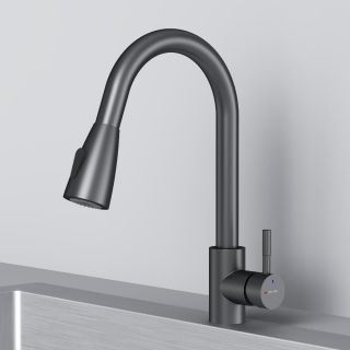 Смеситель для кухни Am.Pm X-Joy S F85B07522 с выдвижным изливом чёрный